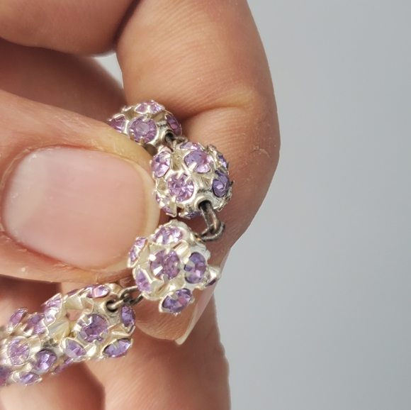 Medugorje Virgin Mary Pink Rhinestones Silvertone Bracelet - Picture 5 of 5